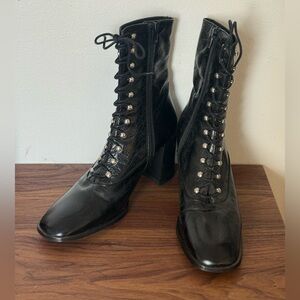 Leather lace up ankle boots